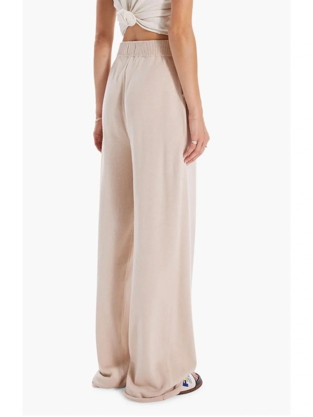 MOTHER NWT THE ZESTY HOVER HIGH WAIST WIDE LEG KNIT BEIGE PANT. SIZE S - Picture 3 of 14